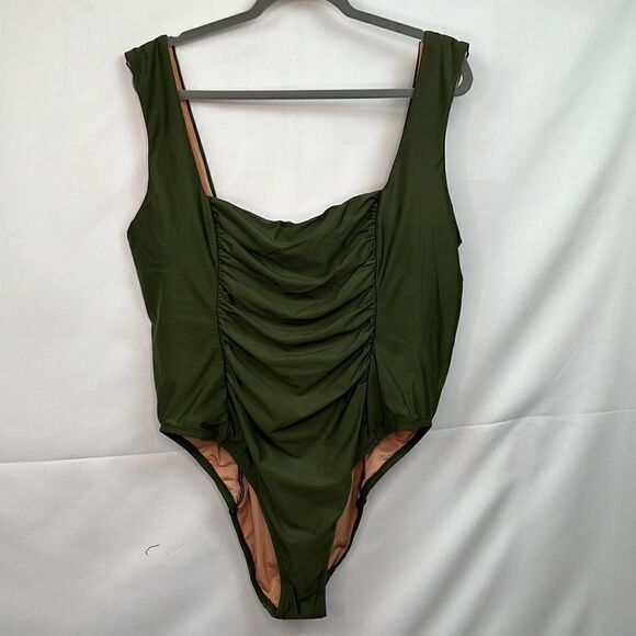 J.Crew Olive Green ruched wide strap swimsuit NWT - Picture 2 of 15